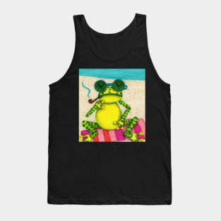 Fancy Frog With a Pipe At The Beach Tank Top